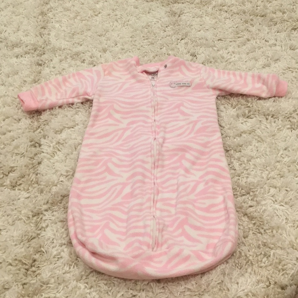 Pink zebra print baby sleep sack